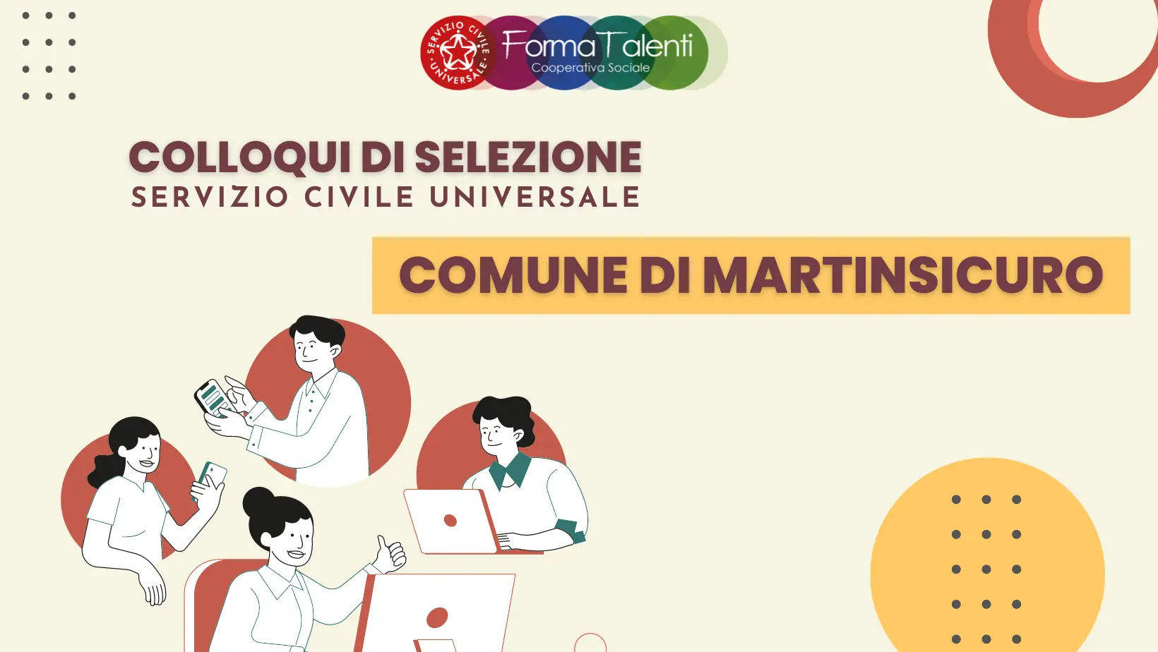 grafica del Bando Servizio Civile Universale: pubblicato il calendario dei COLLOQUI per l’ente Comune di Martinsicuro